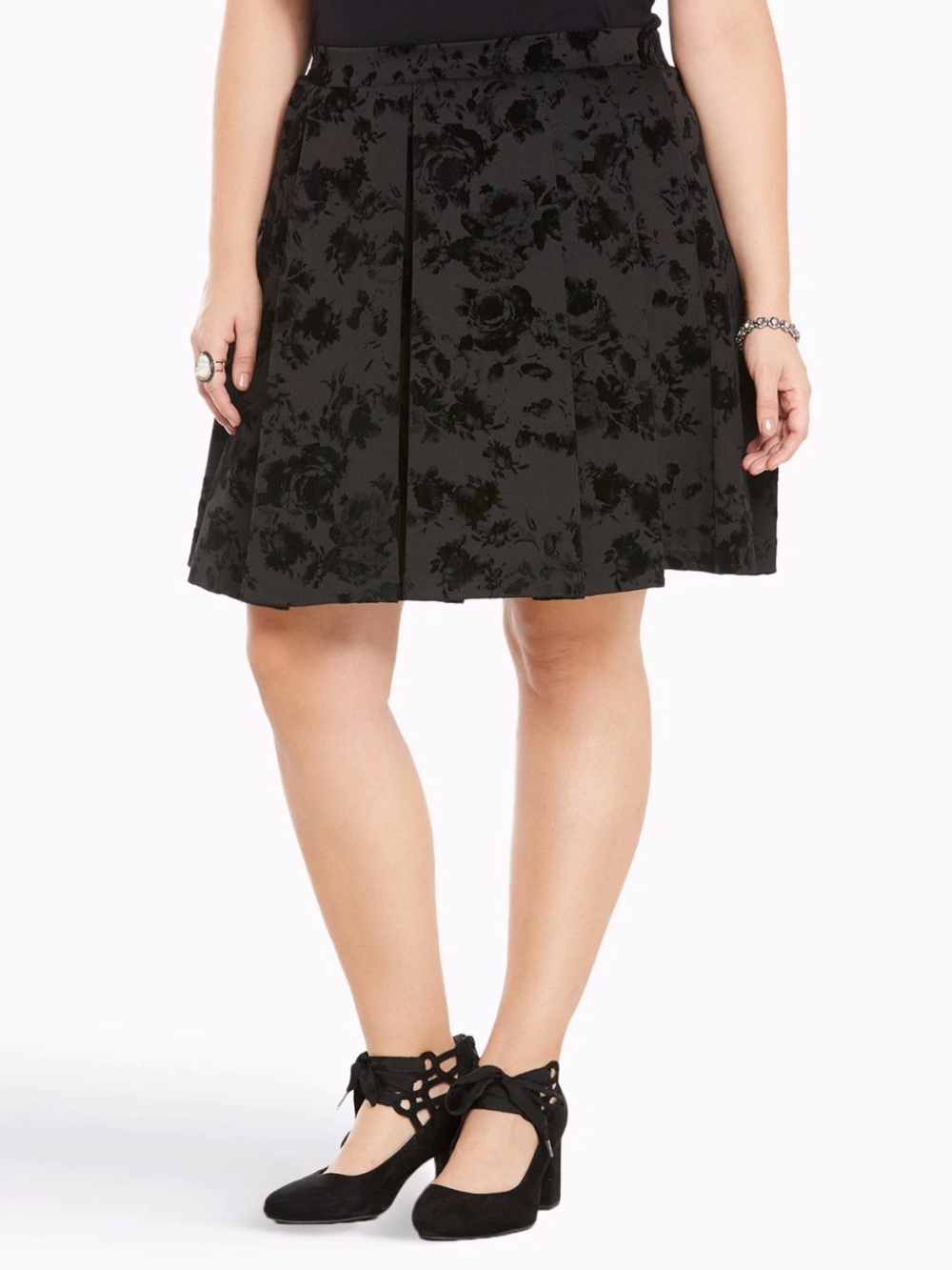 Torrid Burnout Velvet Pleated Skater Skirt